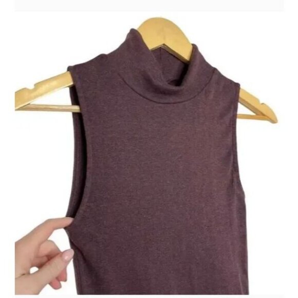 TNA Sleeveless Turtleneck Dress S Burgundy Cotton/Polyester Size XXS - Picture 3 of 7
